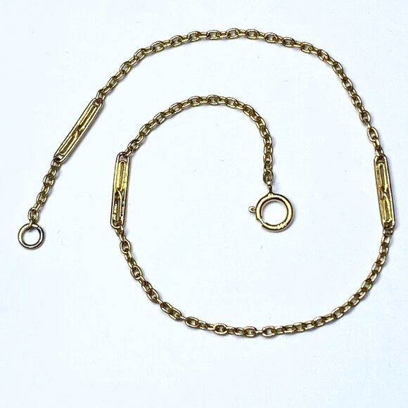 Antique 15K/18K Pocket watch chain convert fancy link bracelet 6.25" 1.5g JR8646 - Picture 1 of 6